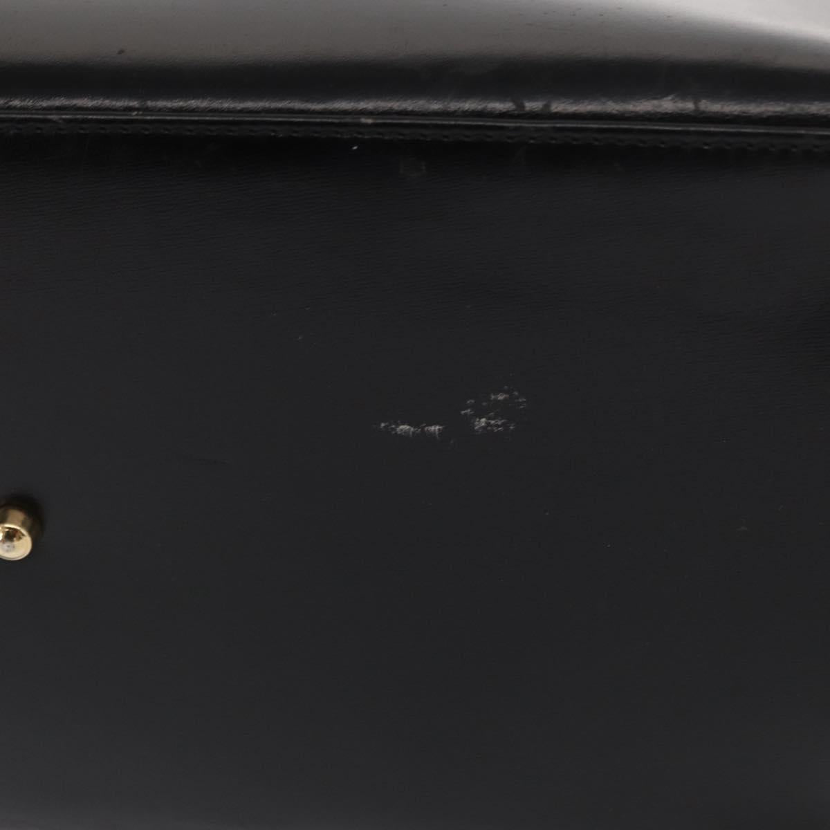 GUCCI Hand Bag Leather Black Gold Auth BA9107