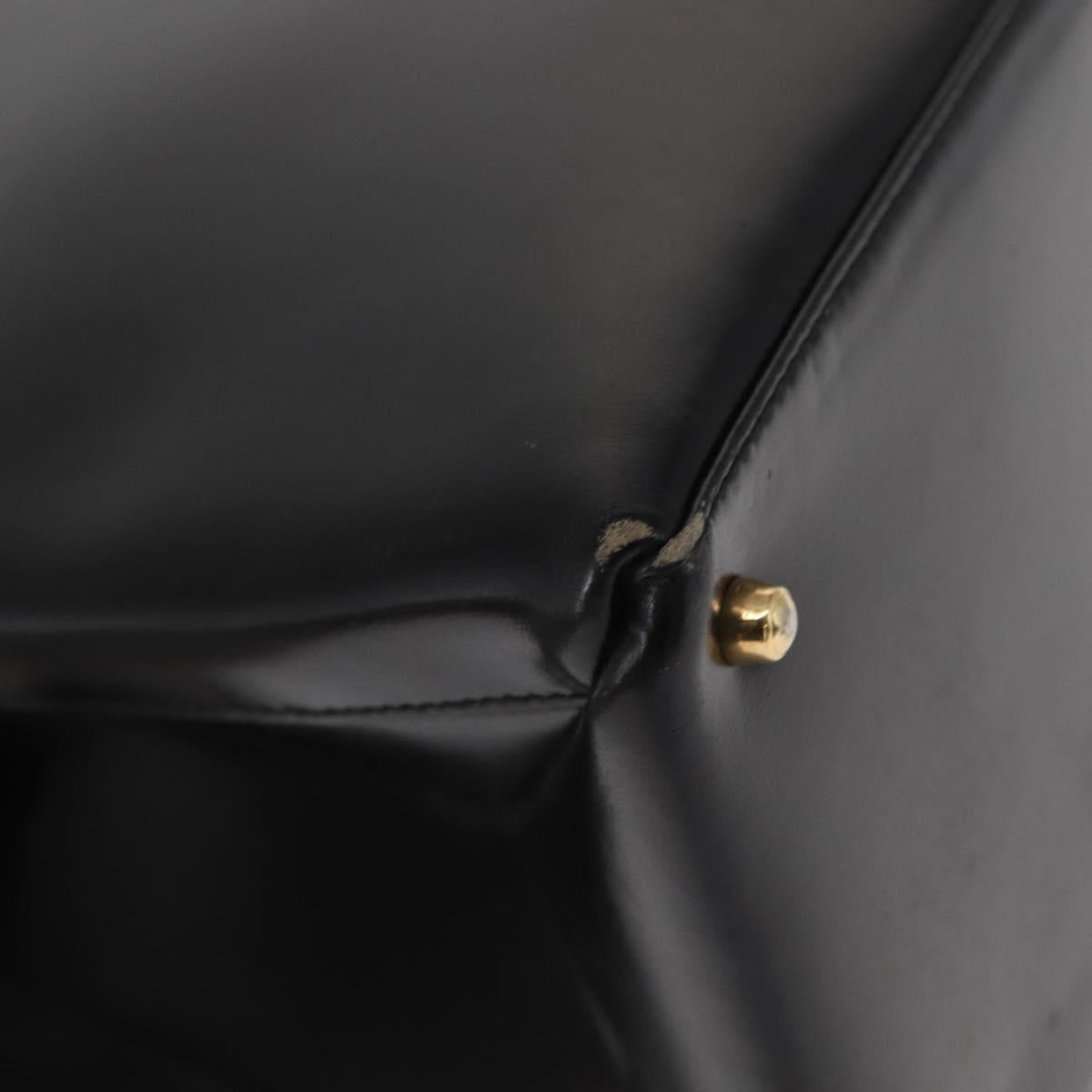 GUCCI Hand Bag Leather Black Gold Auth BA9107
