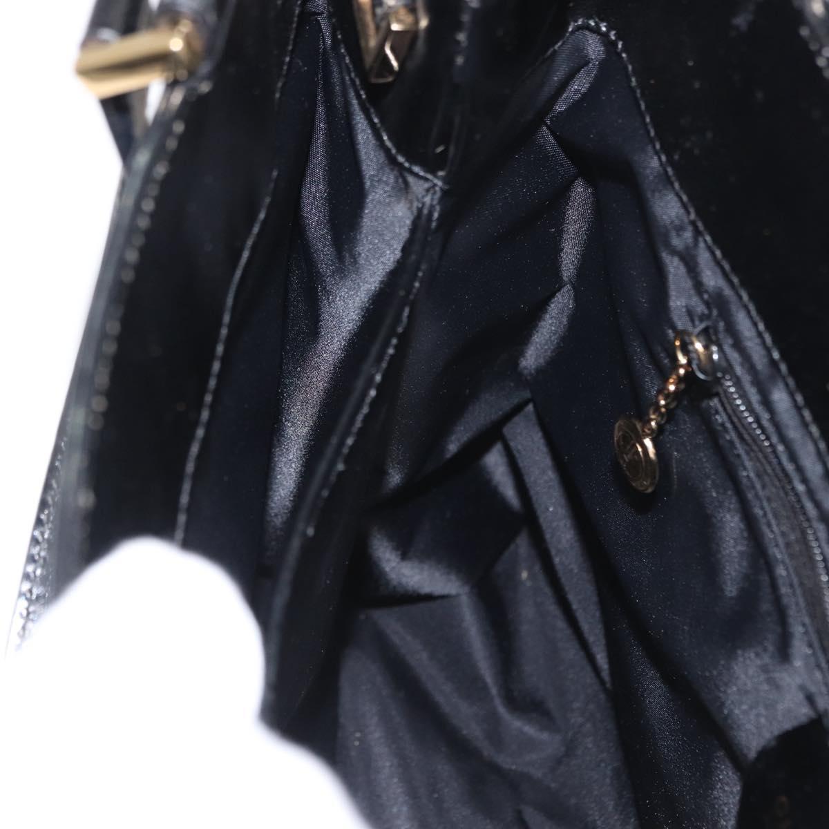 GUCCI Hand Bag Leather Black Gold Auth BA9107