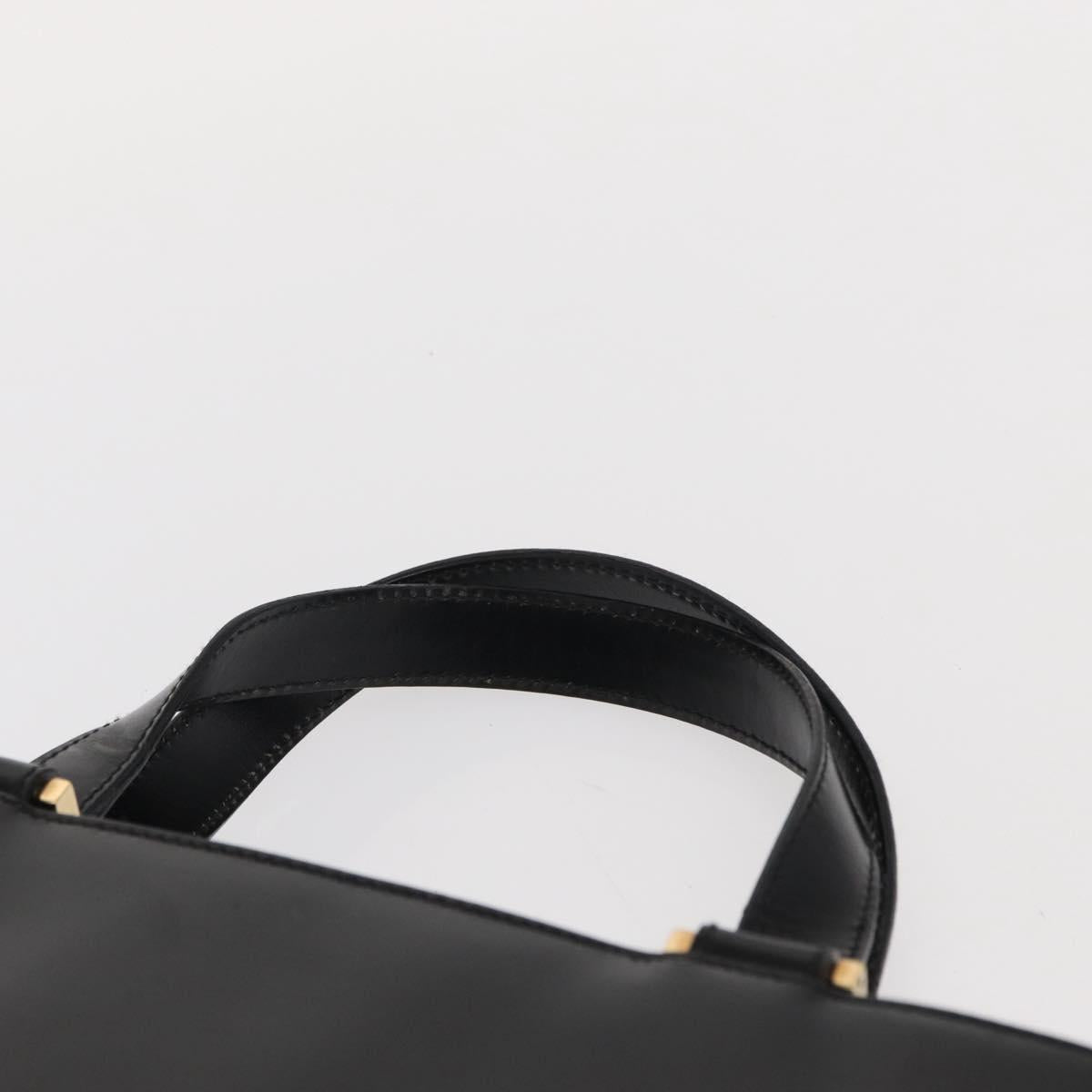 GUCCI Hand Bag Leather Black Gold Auth BA9107
