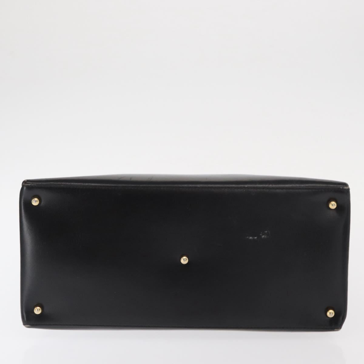 GUCCI Hand Bag Leather Black Gold Auth BA9107