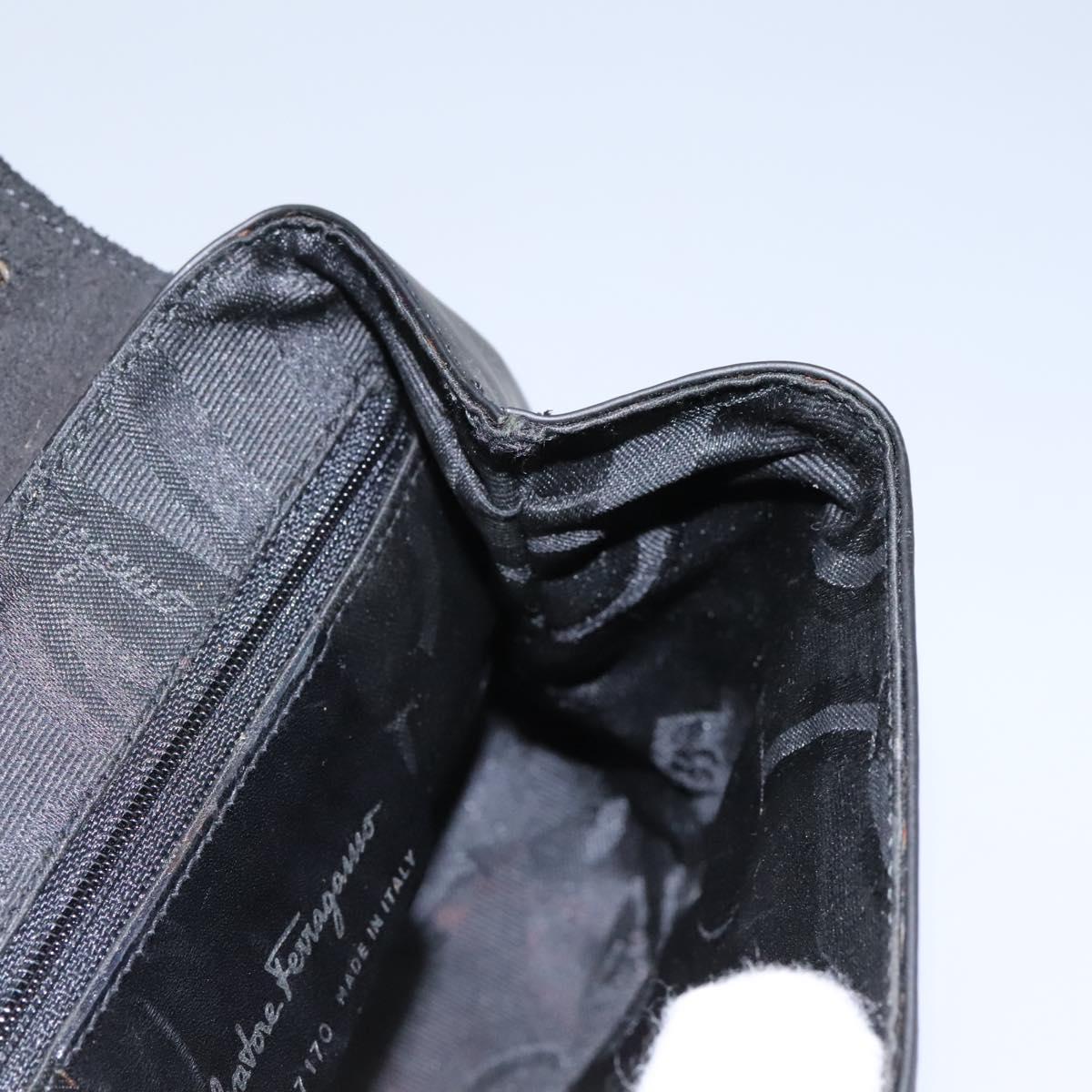 Salvatore Ferragamo Shoulder Bag Leather Black Auth BA911