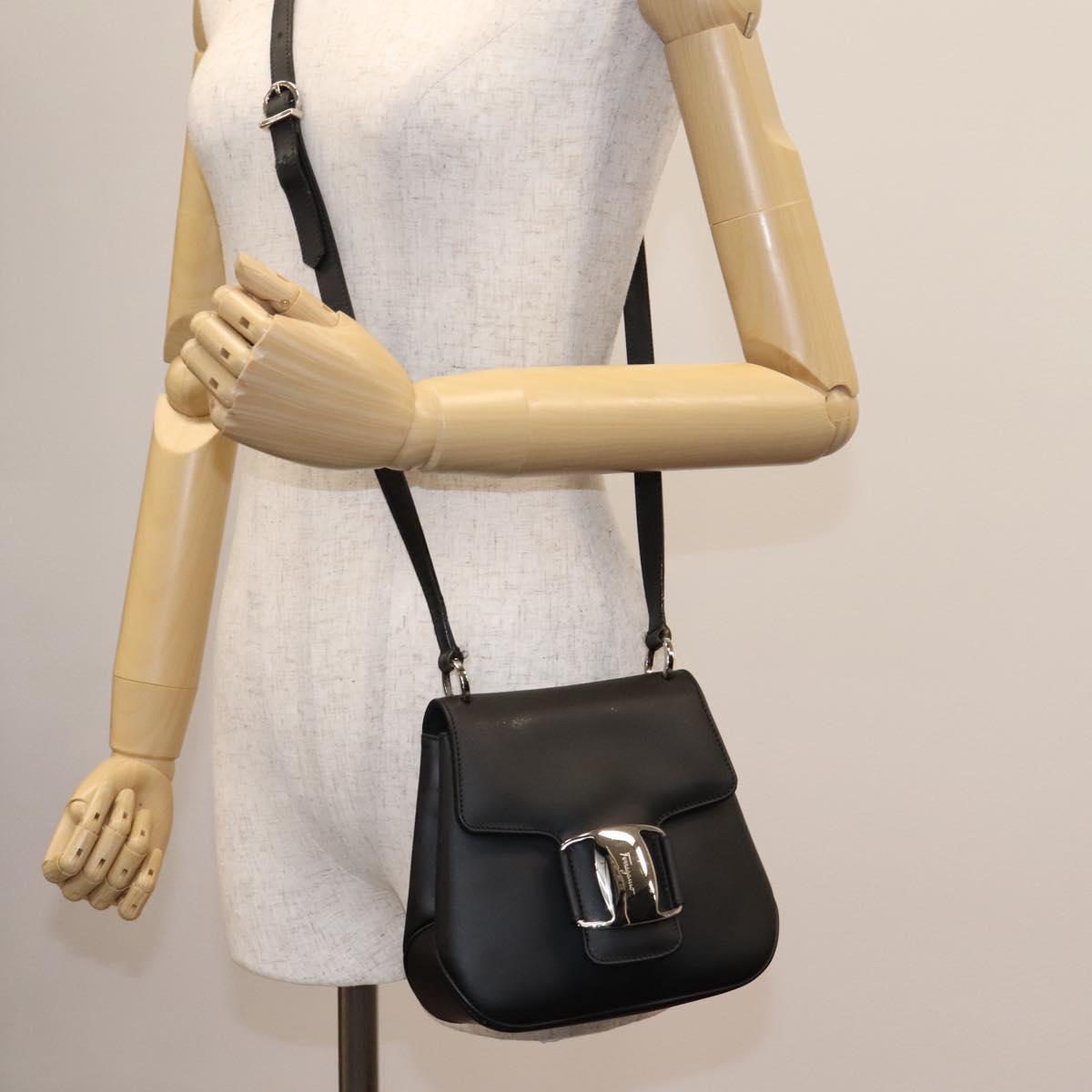 Salvatore Ferragamo Shoulder Bag Leather Black Auth BA911