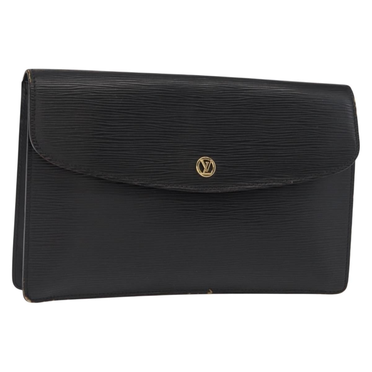 LOUIS VUITTON Epi Montaigne 27 Clutch Bag Black M52652 LV Auth BA9119