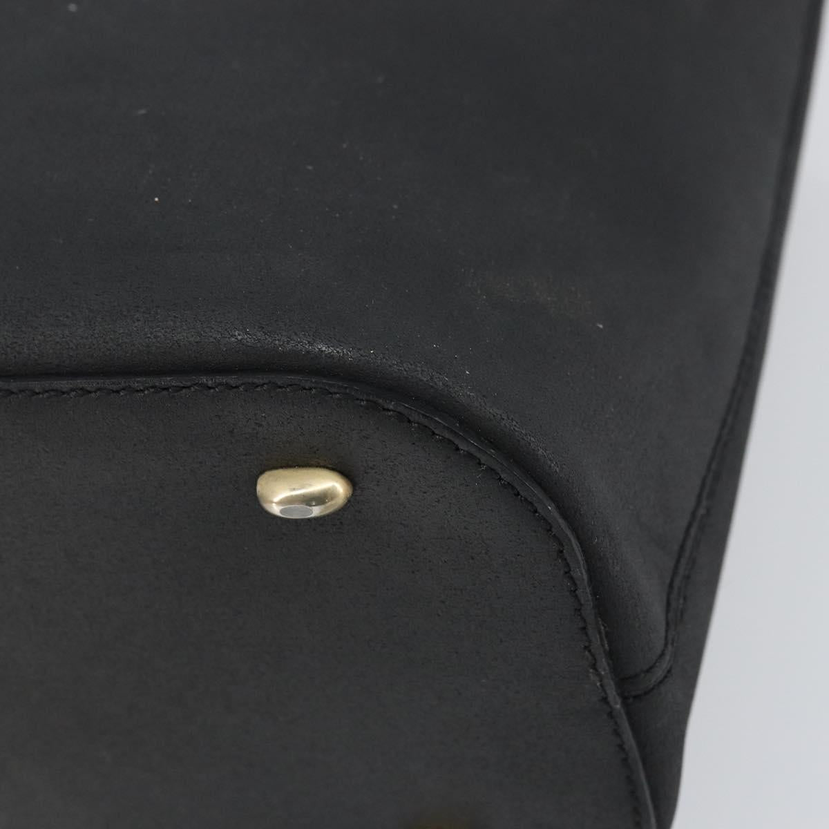 CELINE Hand Bag Leather Black Gold Auth BA9124