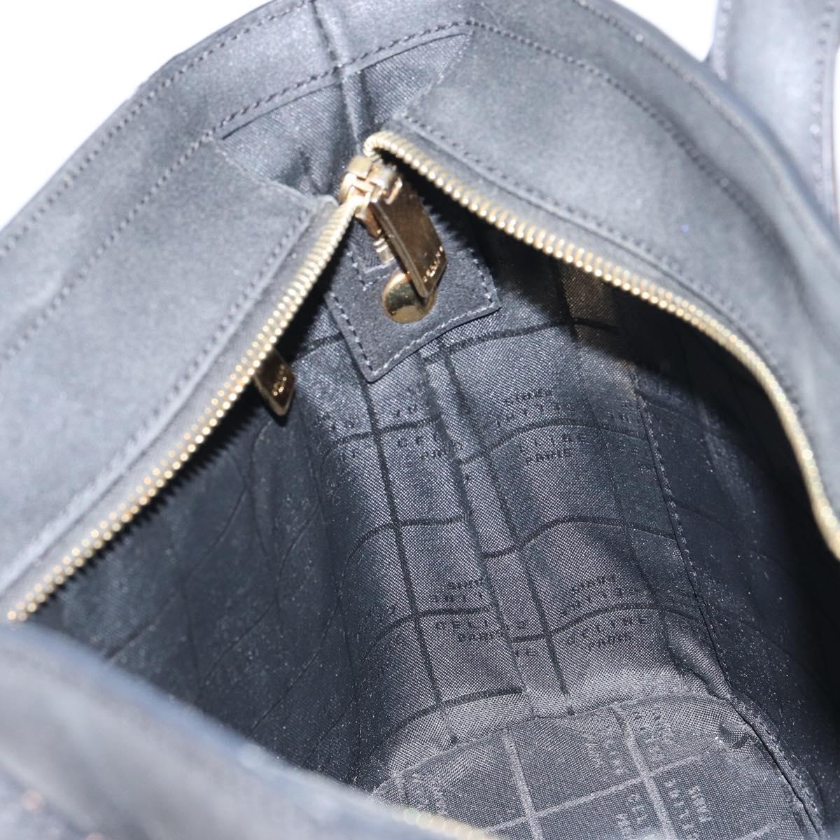 CELINE Hand Bag Leather Black Gold Auth BA9124