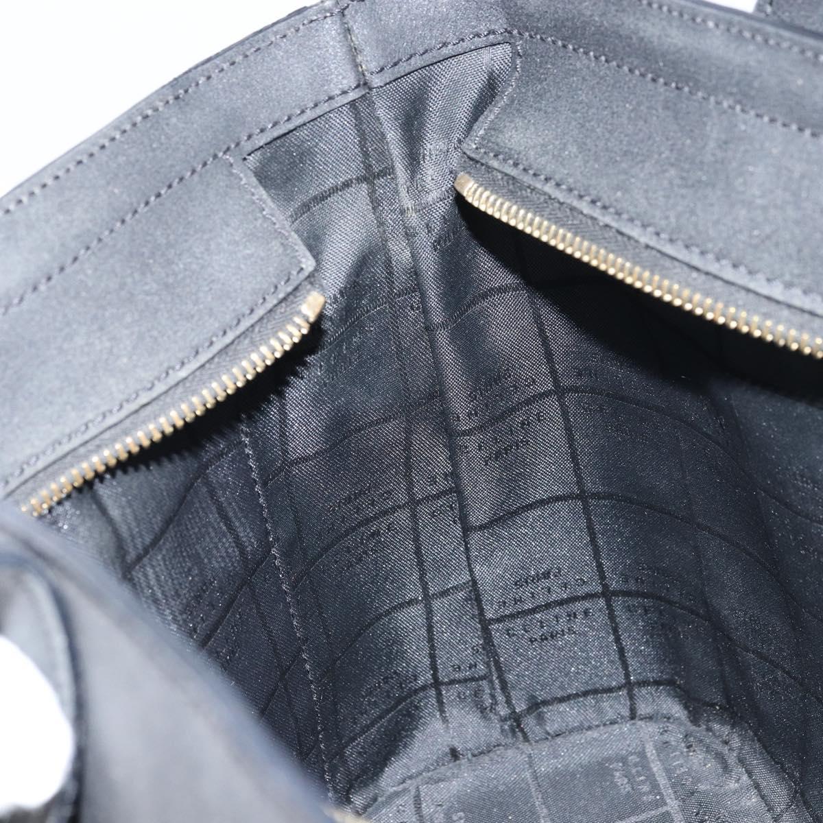 CELINE Hand Bag Leather Black Gold Auth BA9124