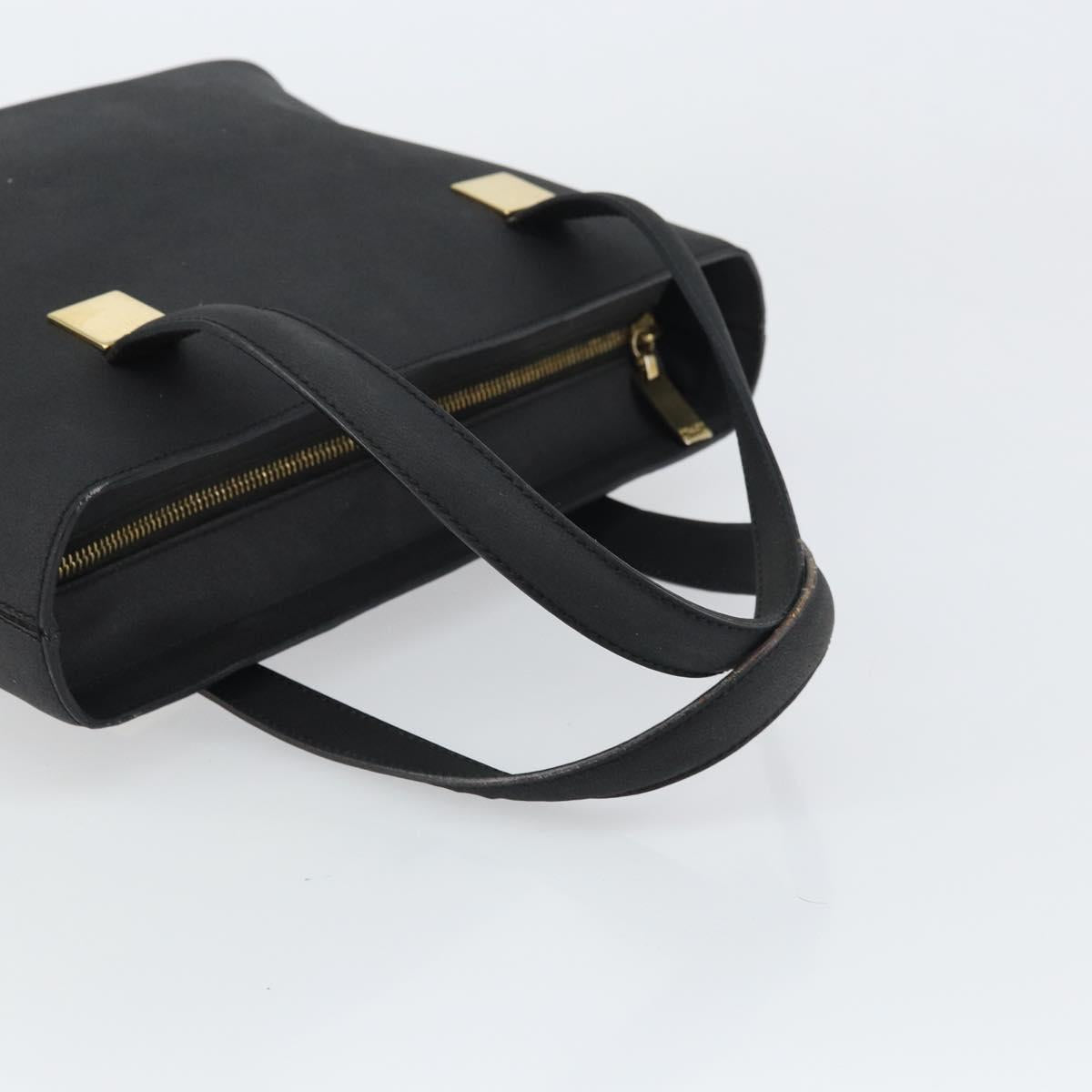 CELINE Hand Bag Leather Black Gold Auth BA9124