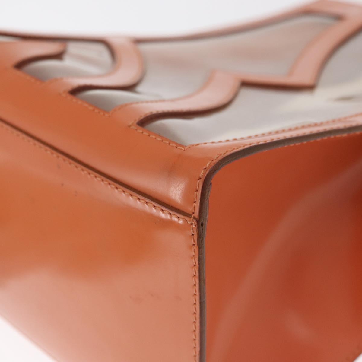 Salvatore Ferragamo Shoulder Bag Vinyl Orange Silver Auth BA9126