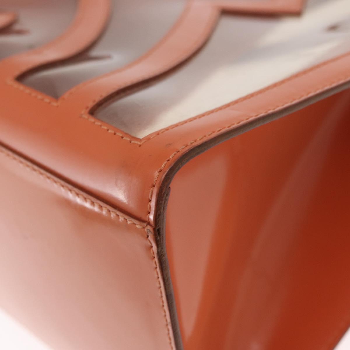 Salvatore Ferragamo Shoulder Bag Vinyl Orange Silver Auth BA9126
