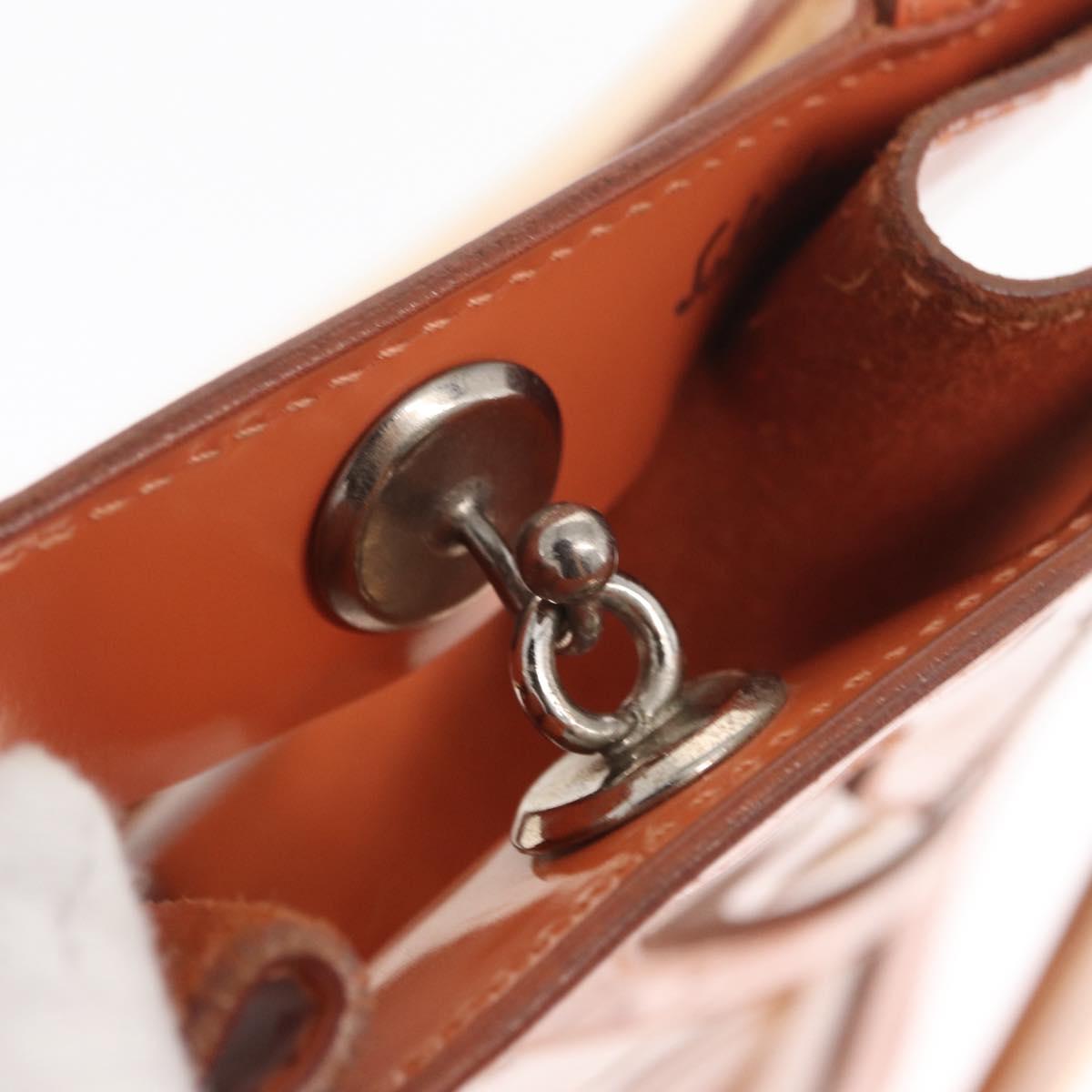 Salvatore Ferragamo Shoulder Bag Vinyl Orange Silver Auth BA9126