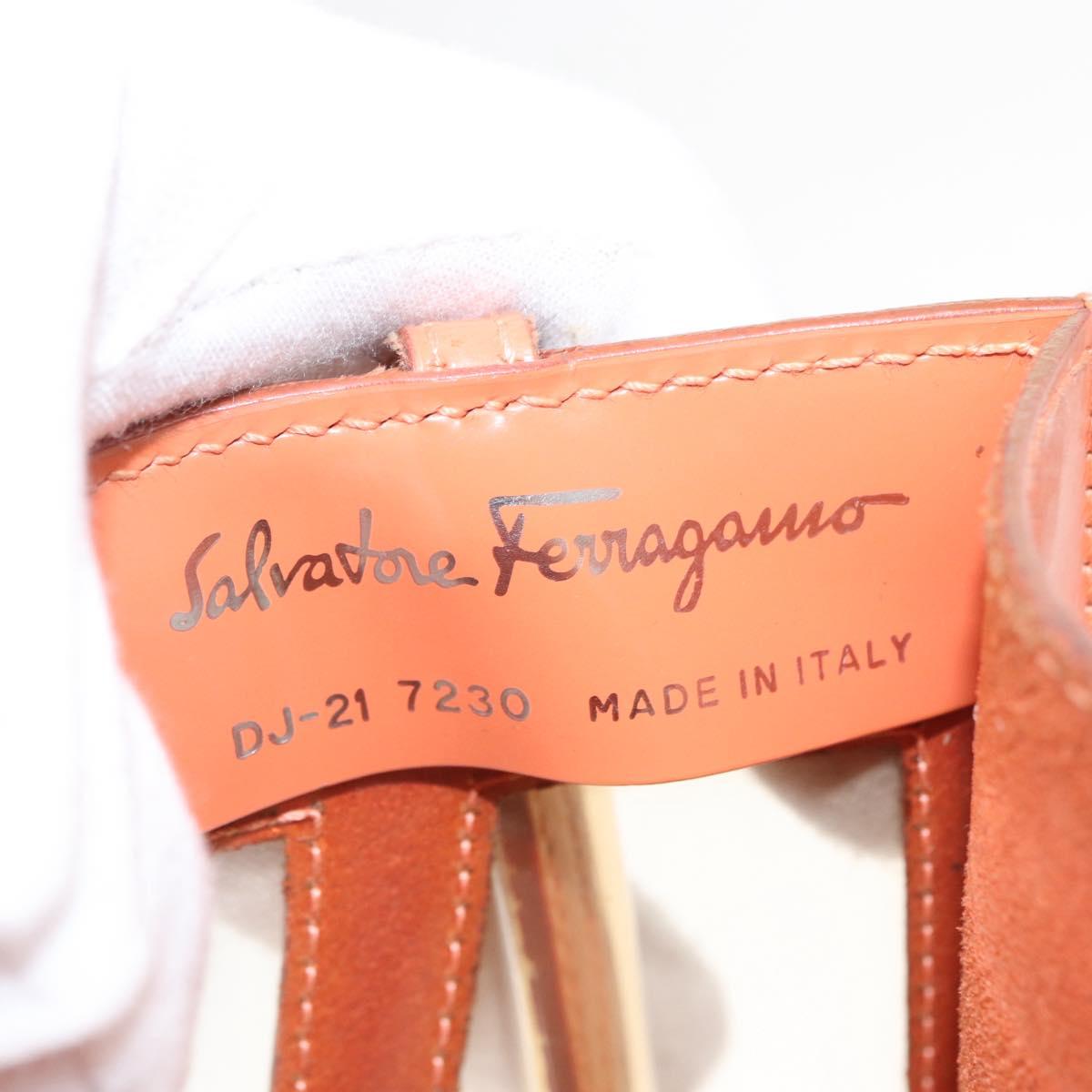 Salvatore Ferragamo Shoulder Bag Vinyl Orange Silver Auth BA9126