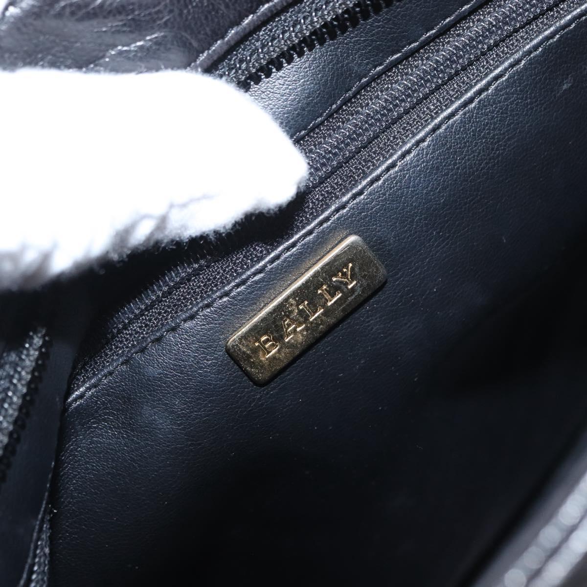 BALLY Chain Shoulder Bag Leather Black Gold Auth BA9129