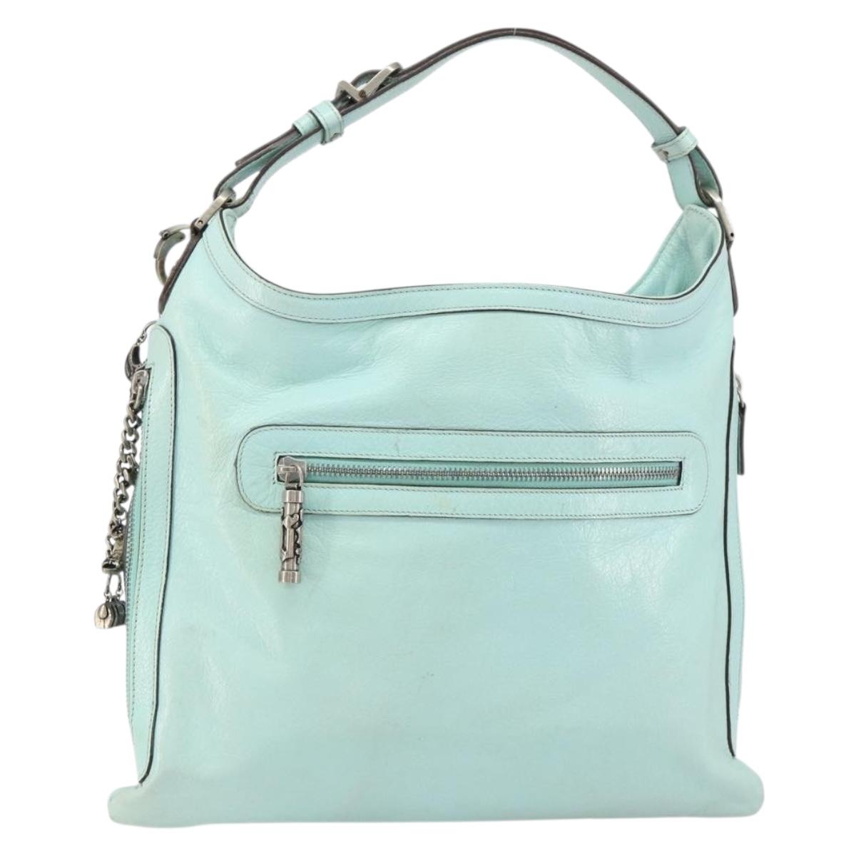 Gianni Versace Shoulder Bag Leather Peppermint Silver Auth BA9132