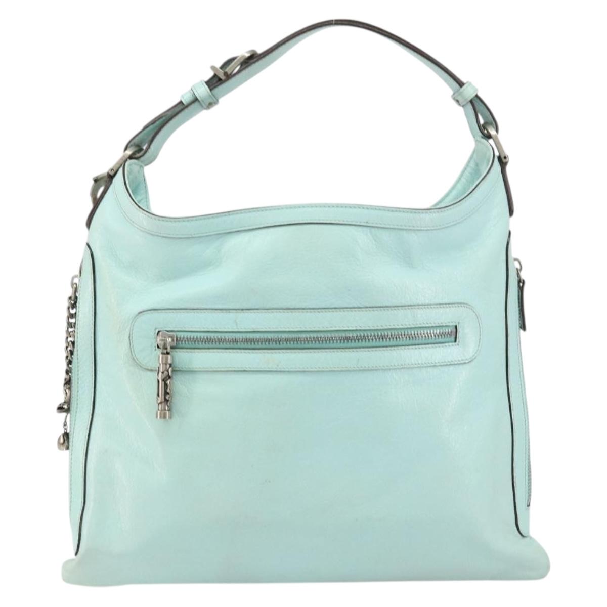 Gianni Versace Shoulder Bag Leather Peppermint Silver Auth BA9132