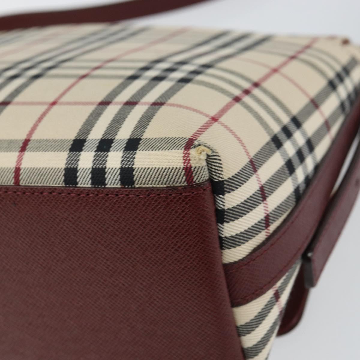 BURBERRY Nova Check Shoulder Bag Canvas Beige Gold Auth BA9136