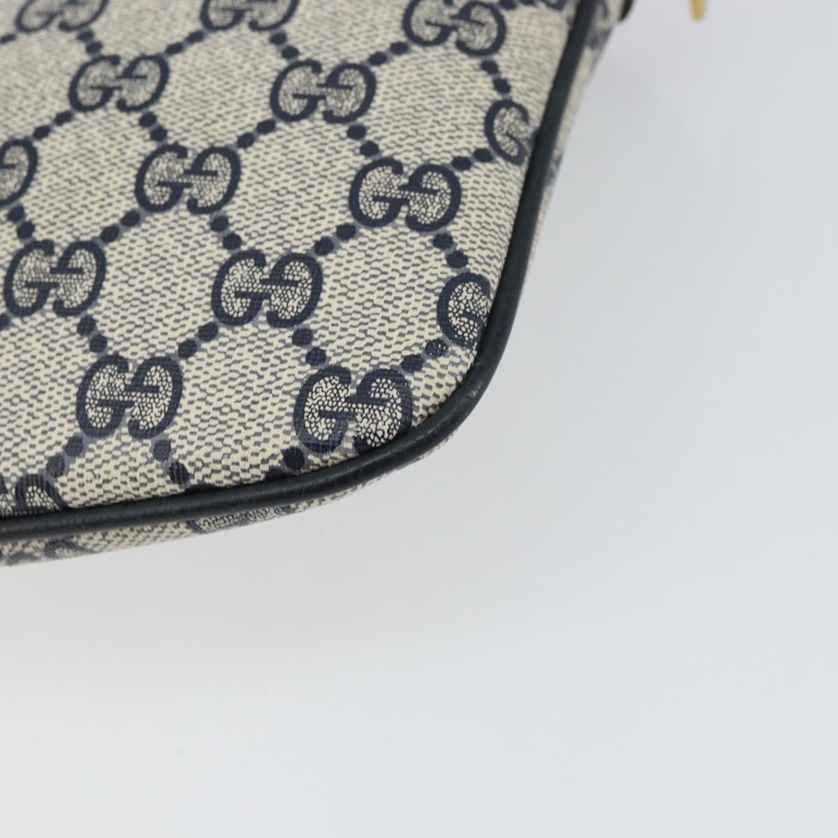 GUCCI GG Supreme Sherry Line Shoulder Bag PVC Navy Gold 904 02 047 Auth BA9137