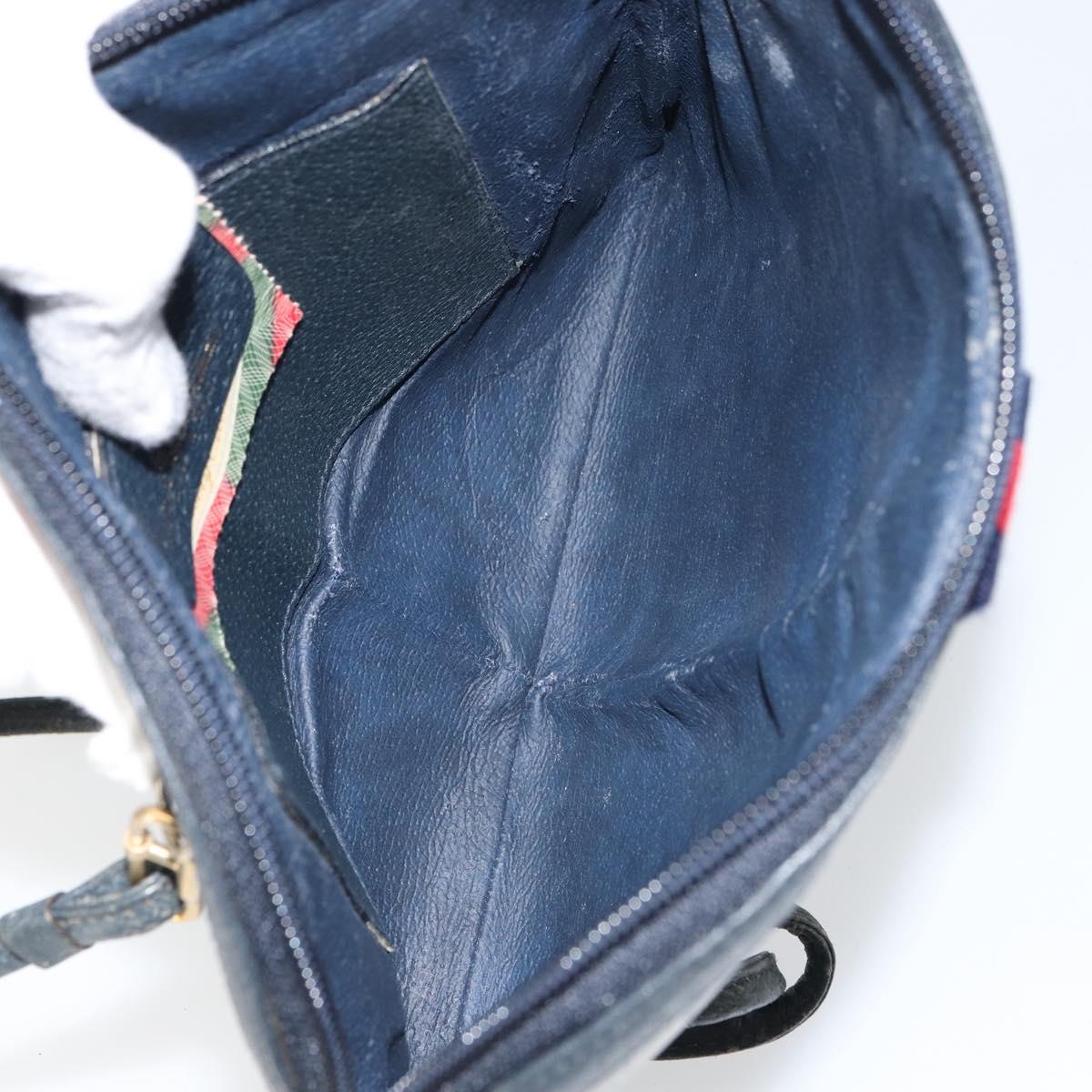 GUCCI GG Supreme Sherry Line Shoulder Bag PVC Navy Gold 904 02 047 Auth BA9137