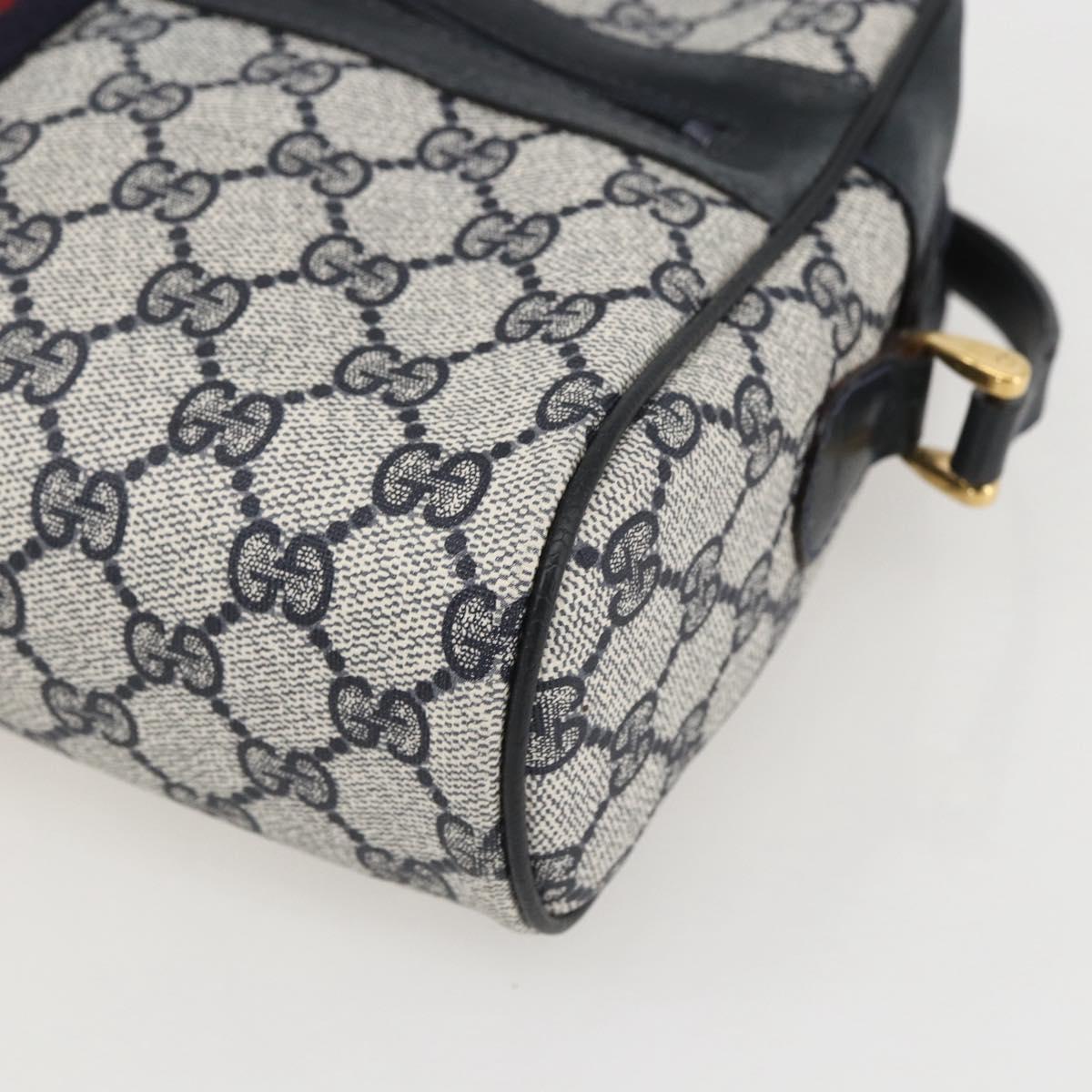 GUCCI GG Supreme Sherry Line Shoulder Bag PVC Navy Gold 42 01 4071 Auth BA9140