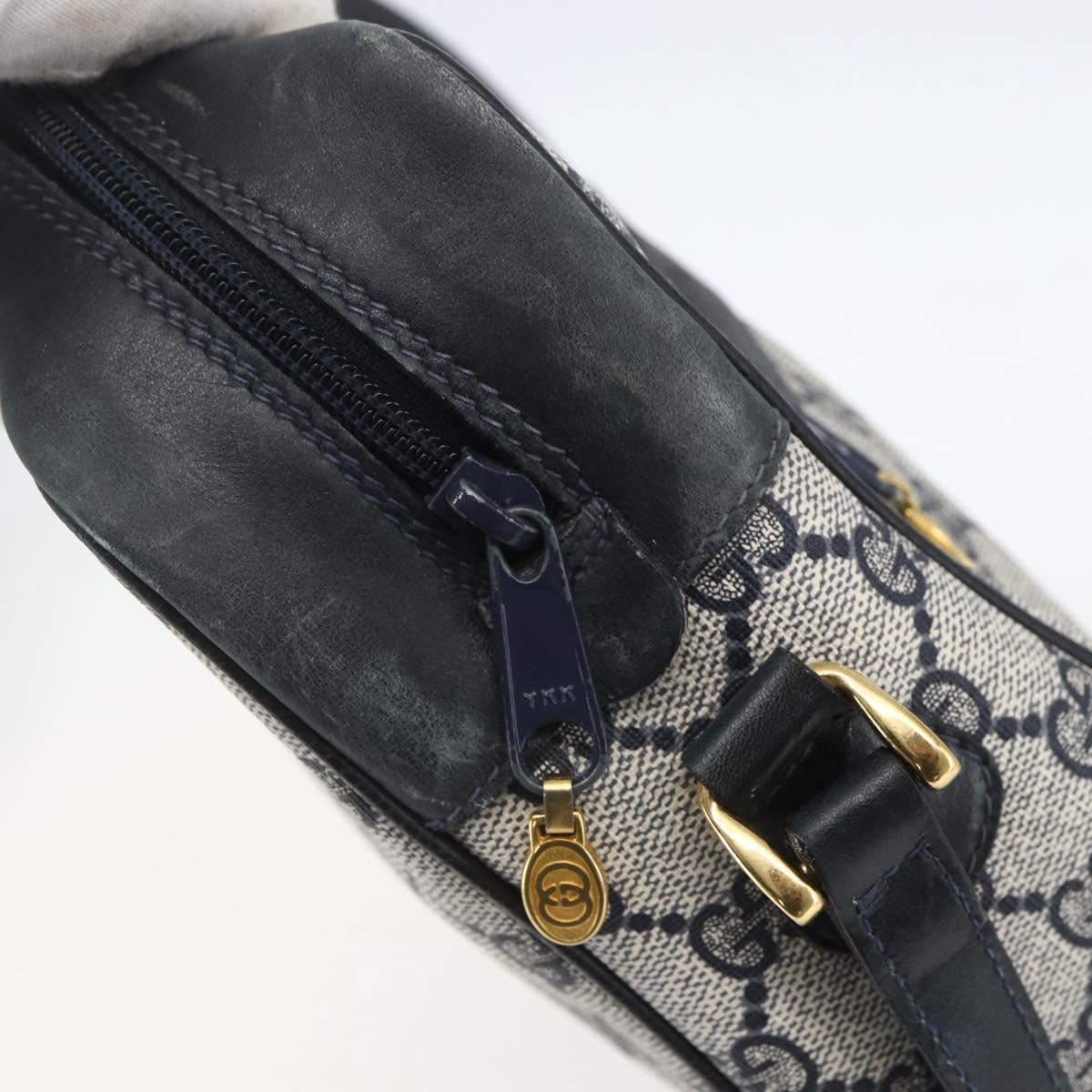 GUCCI GG Supreme Sherry Line Shoulder Bag PVC Navy Gold 42 01 4071 Auth BA9140