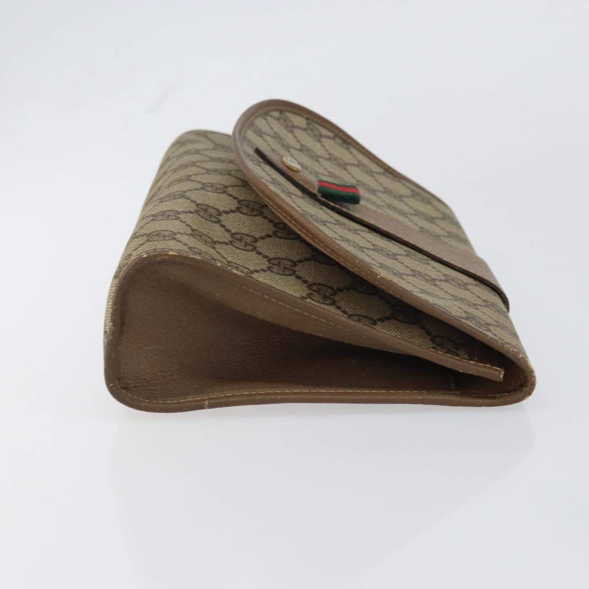 GUCCI GG Supreme Web Sherry Line Clutch Bag PVC Beige Gold 89 01 030 Auth BA9141