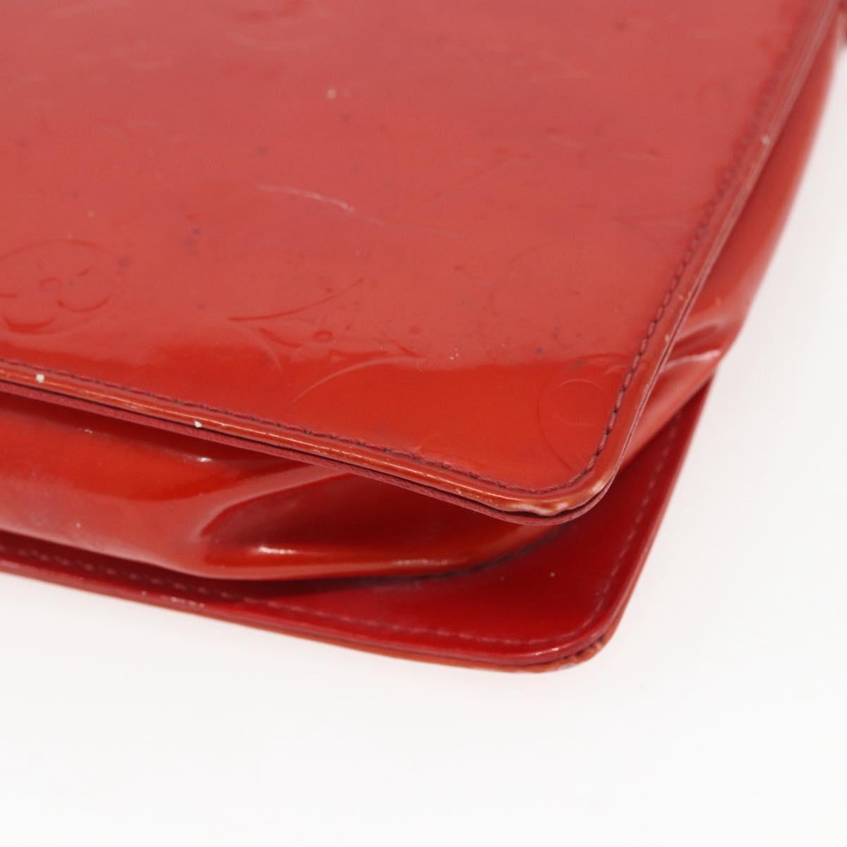 LOUIS VUITTON Monogram Vernis Motto Accessory Pouch Red M91137 LV Auth BA9148