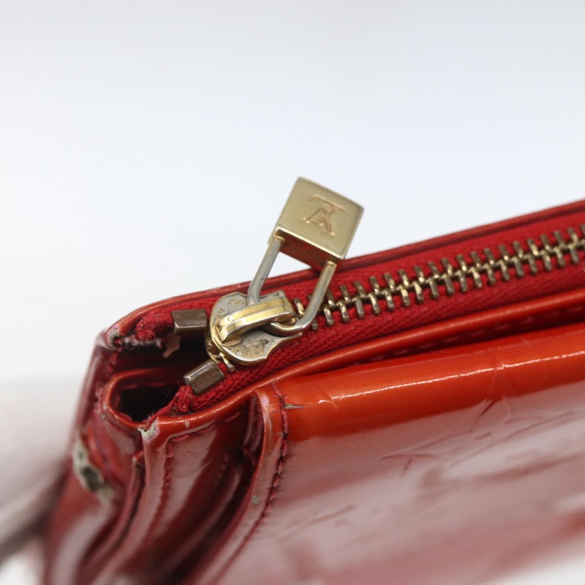 LOUIS VUITTON Monogram Vernis Motto Accessory Pouch Red M91137 LV Auth BA9148