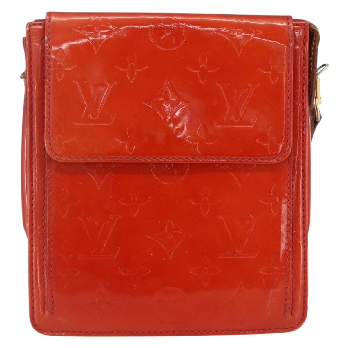 LOUIS VUITTON Monogram Vernis Motto Accessory Pouch Red M91137 LV Auth BA9148