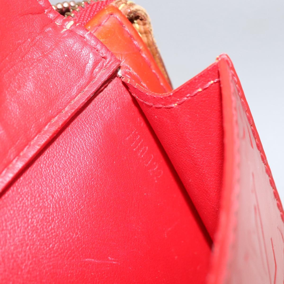 LOUIS VUITTON Monogram Vernis Motto Accessory Pouch Red M91137 LV Auth BA9148