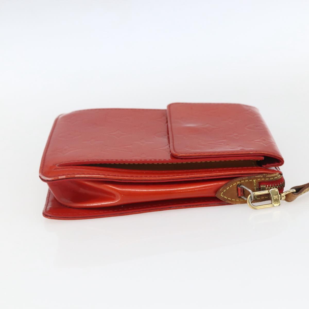 LOUIS VUITTON Monogram Vernis Motto Accessory Pouch Red M91137 LV Auth BA9148