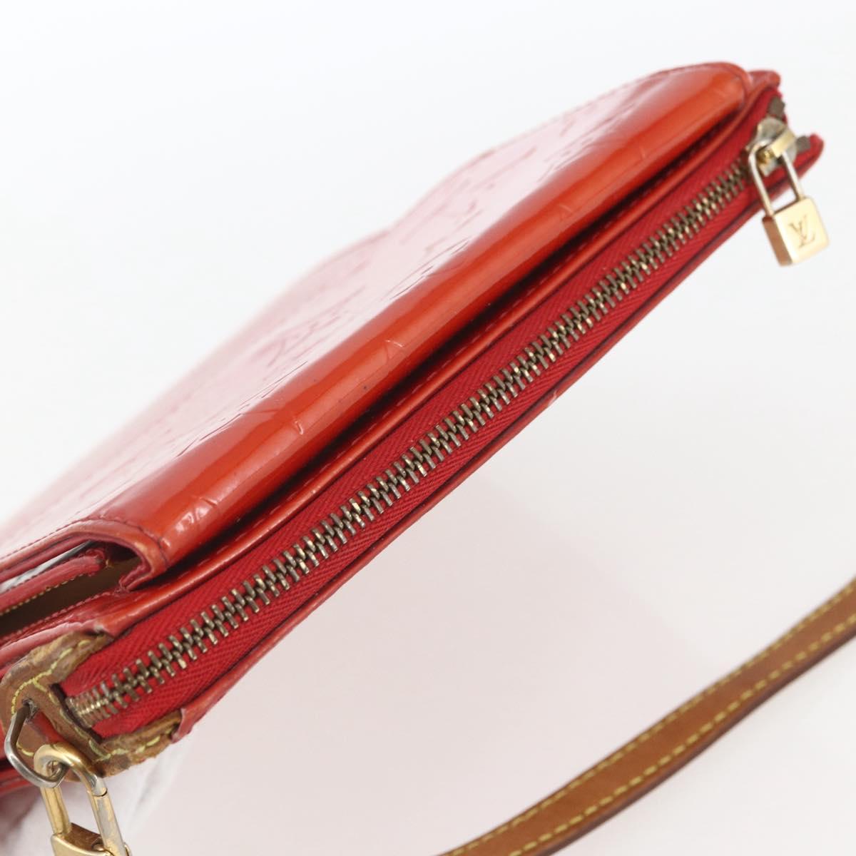 LOUIS VUITTON Monogram Vernis Motto Accessory Pouch Red M91137 LV Auth BA9148