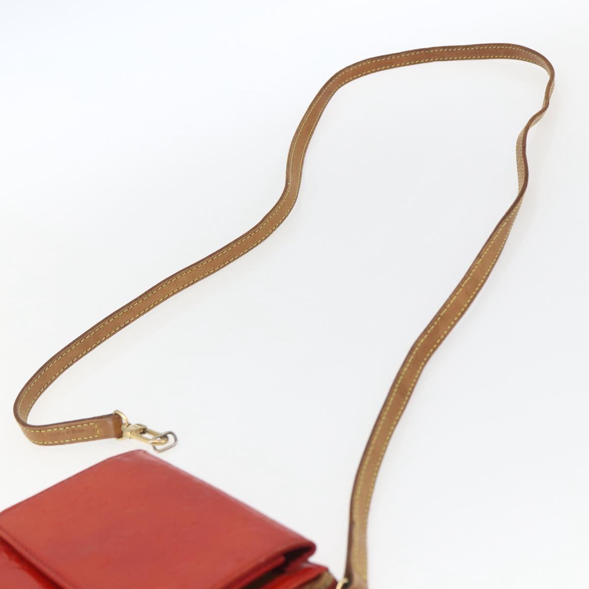 LOUIS VUITTON Monogram Vernis Motto Accessory Pouch Red M91137 LV Auth BA9148