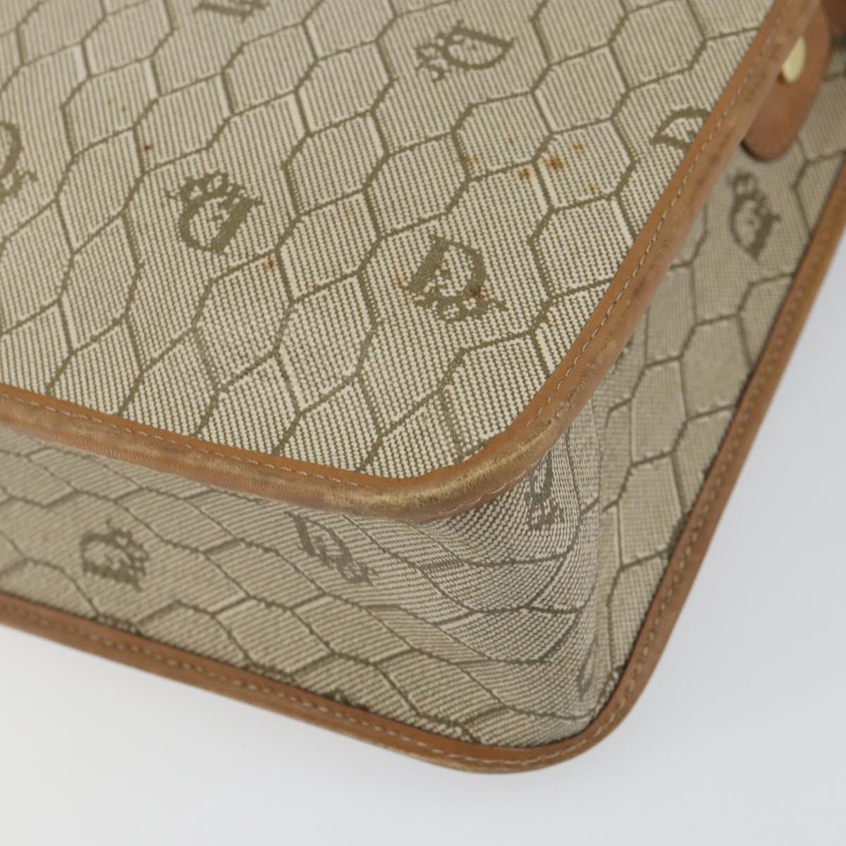 Christian Dior Honeycomb Canvas Shoulder Bag PVC Beige Gold Auth BA9156