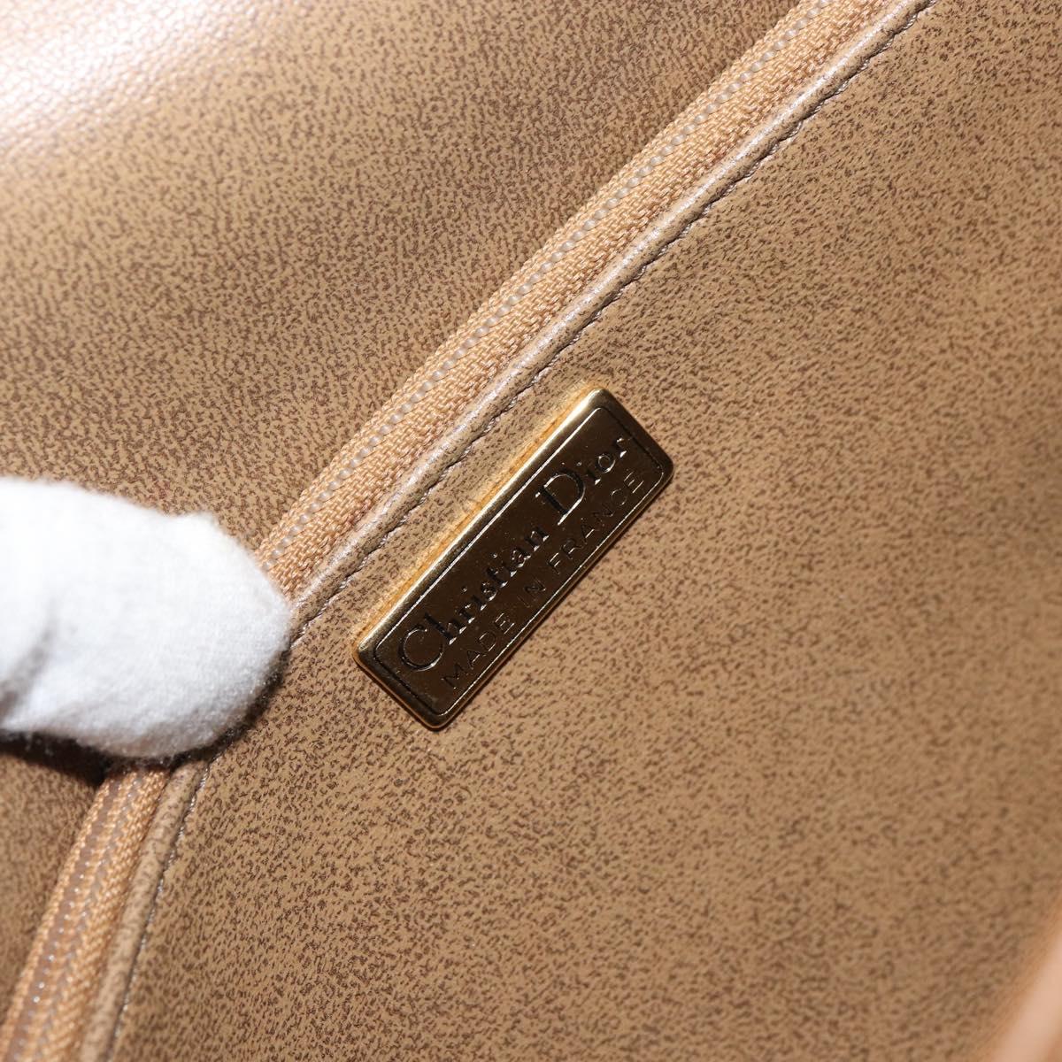 Christian Dior Honeycomb Canvas Shoulder Bag PVC Beige Gold Auth BA9156
