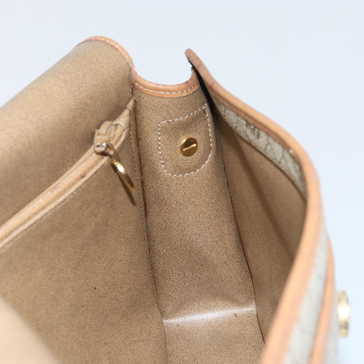 Christian Dior Honeycomb Canvas Shoulder Bag PVC Beige Gold Auth BA9156
