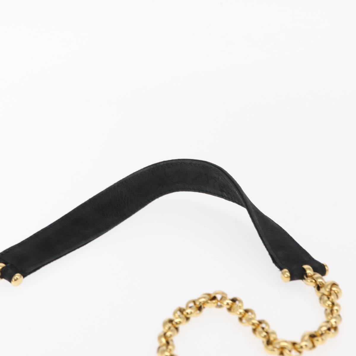 Chloe Chain Shoulder Bag Suede Black Gold Auth BA9157