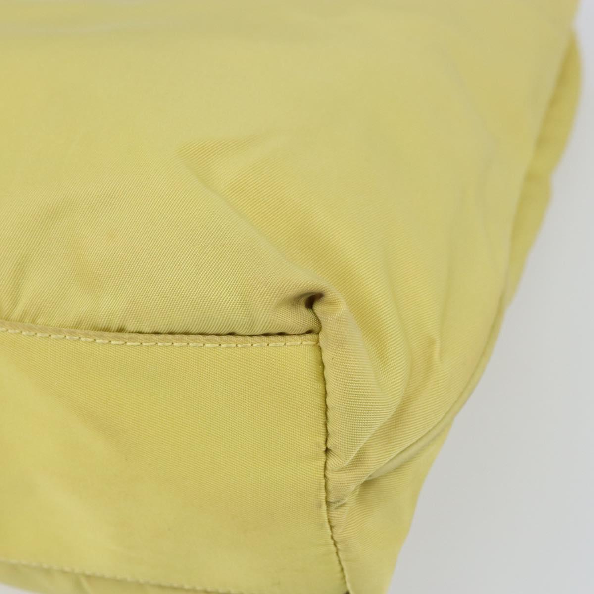 PRADA Hand Bag Nylon Yellow Gold Auth BA9158