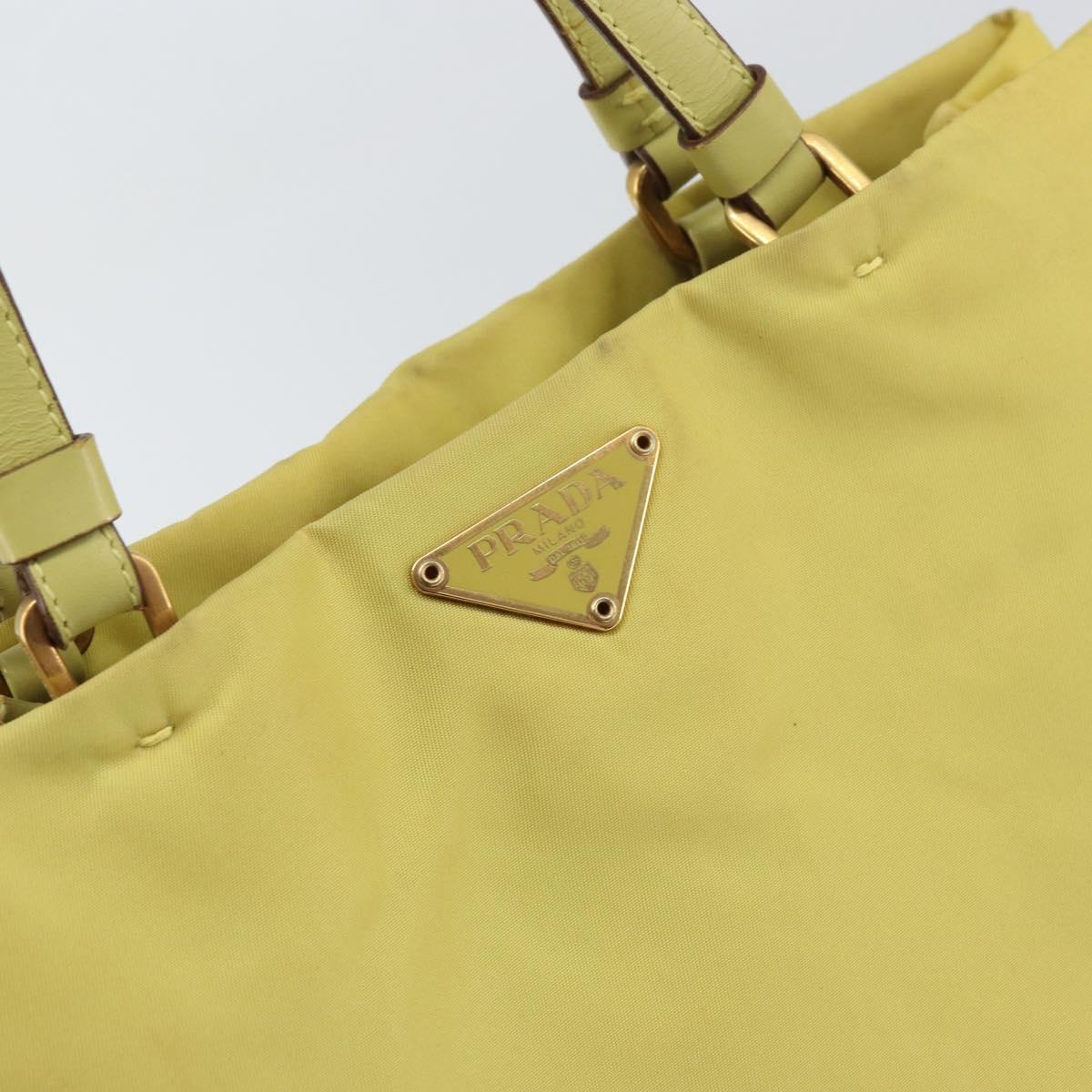 PRADA Hand Bag Nylon Yellow Gold Auth BA9158