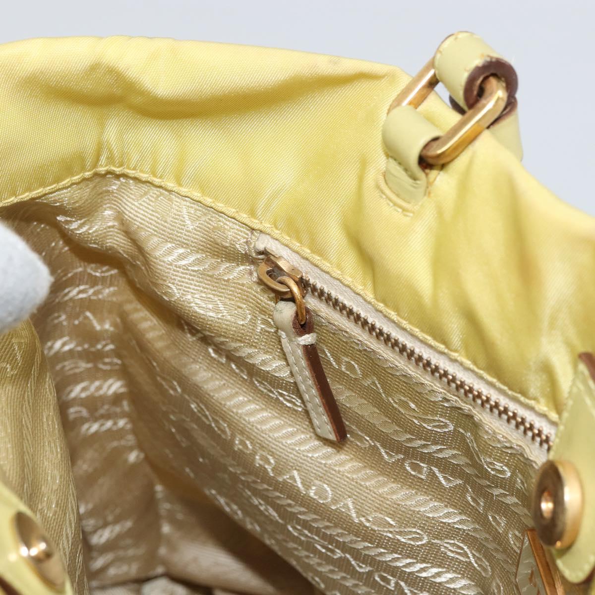 PRADA Hand Bag Nylon Yellow Gold Auth BA9158