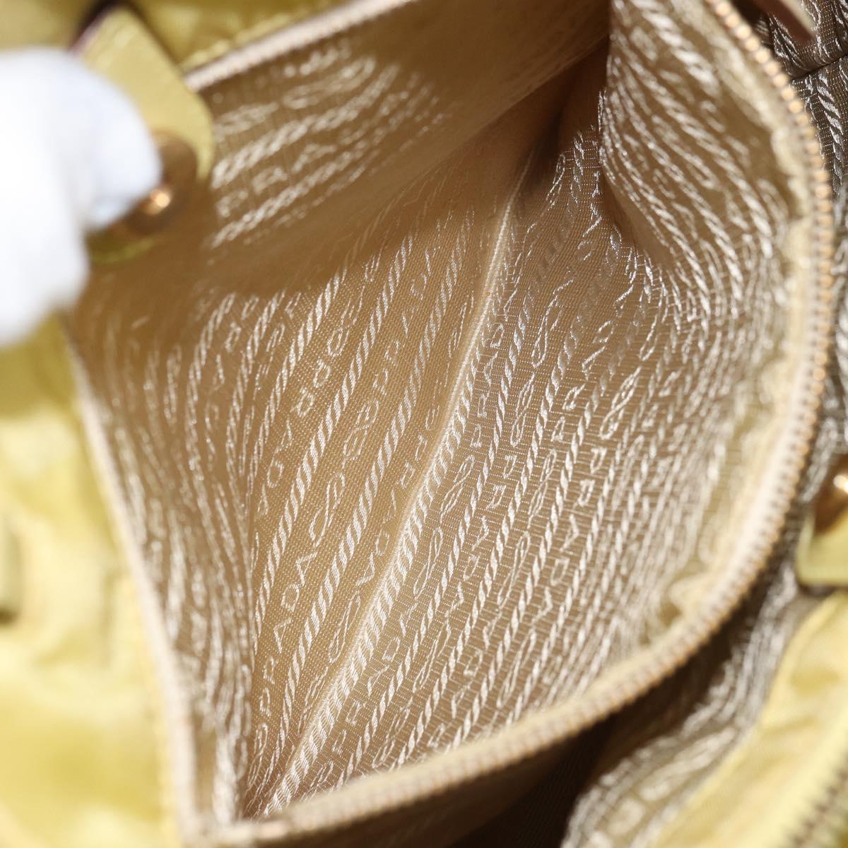 PRADA Hand Bag Nylon Yellow Gold Auth BA9158