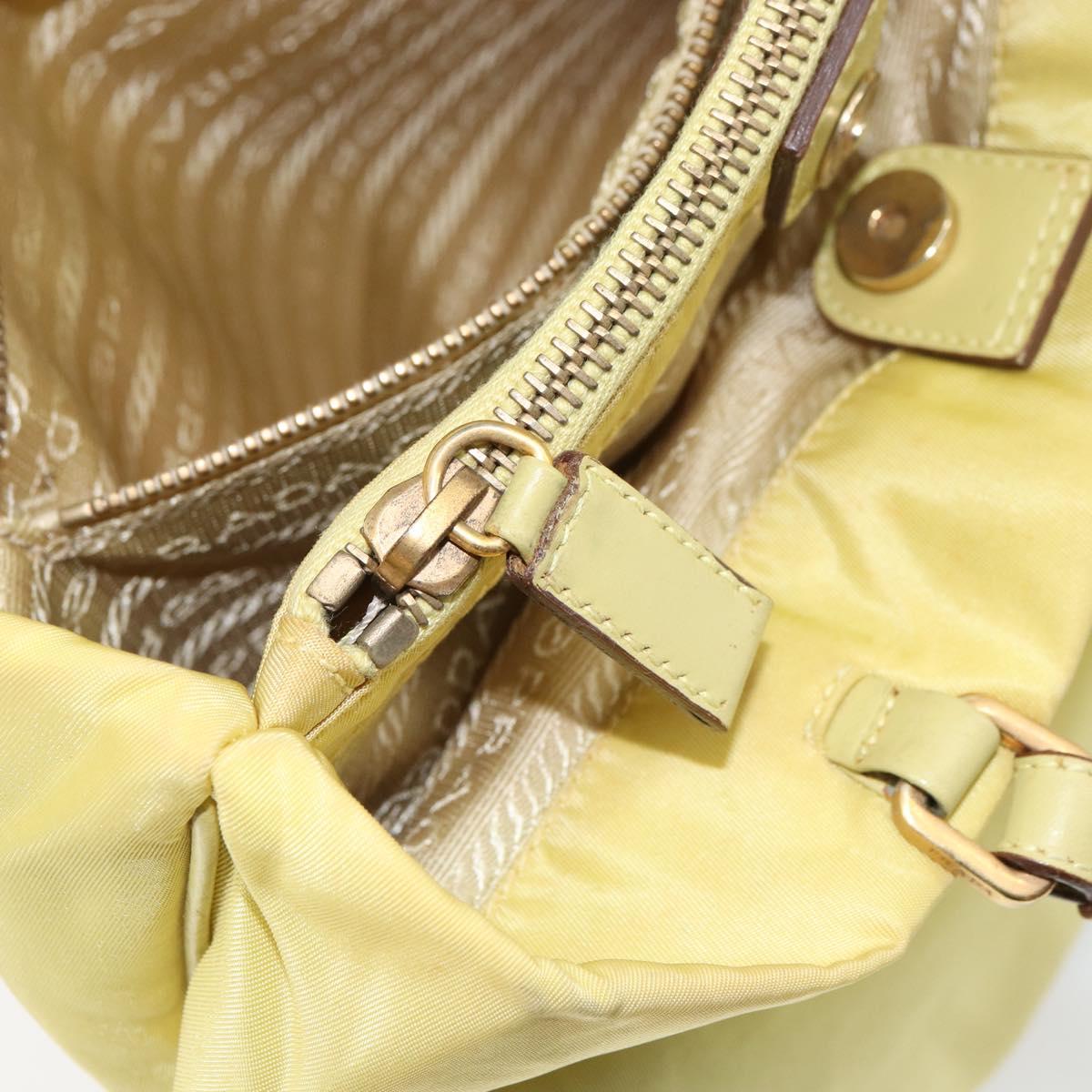 PRADA Hand Bag Nylon Yellow Gold Auth BA9158