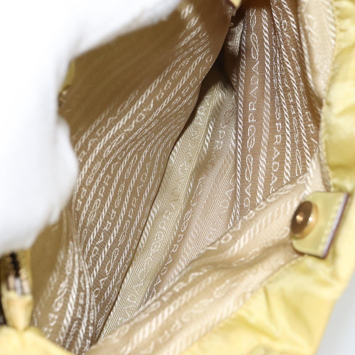 PRADA Hand Bag Nylon Yellow Gold Auth BA9158