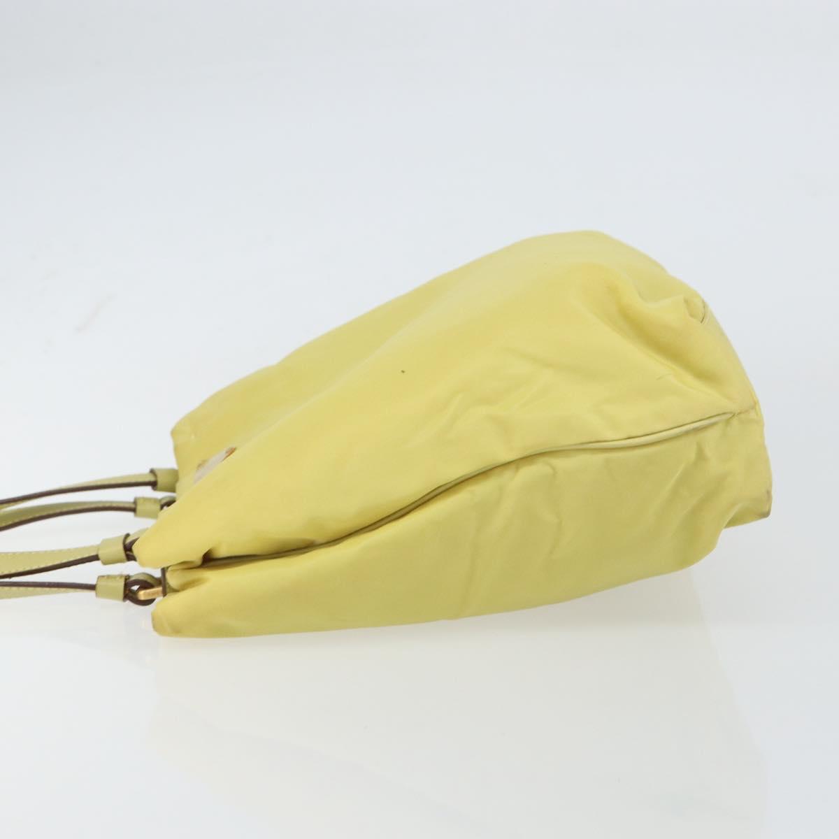PRADA Hand Bag Nylon Yellow Gold Auth BA9158