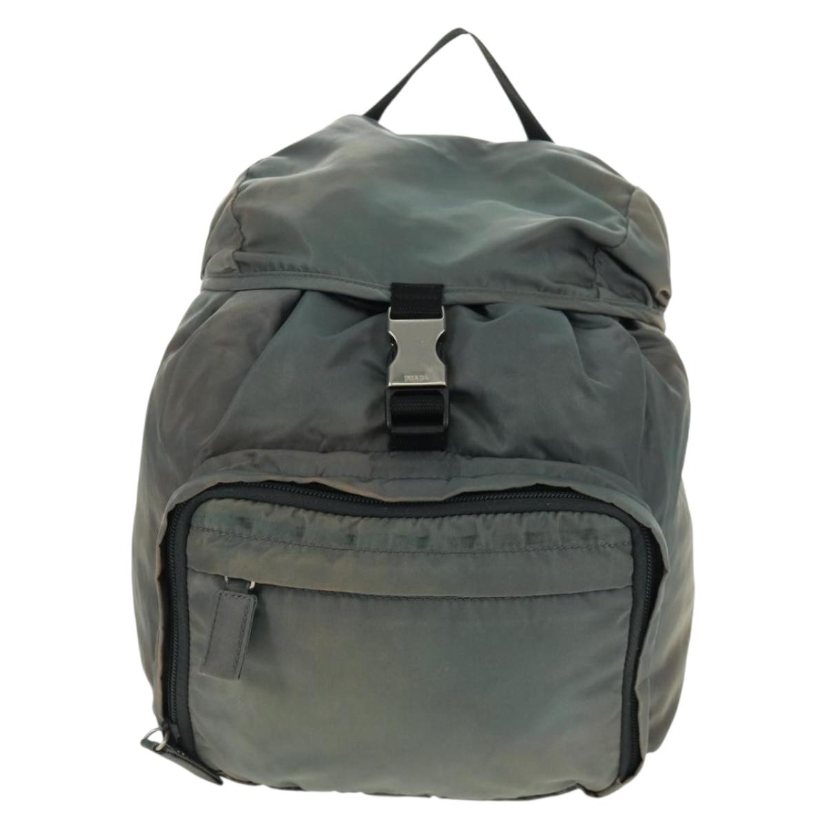 PRADA Backpack Nylon Gray Silver Auth BA9159