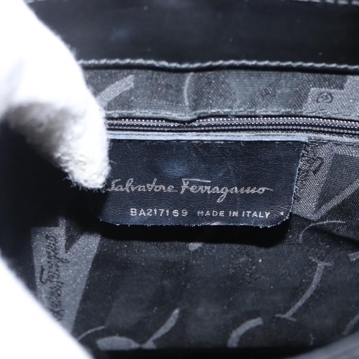 Salvatore Ferragamo Vala Shoulder Bag Leather Black Gold Auth BA9162