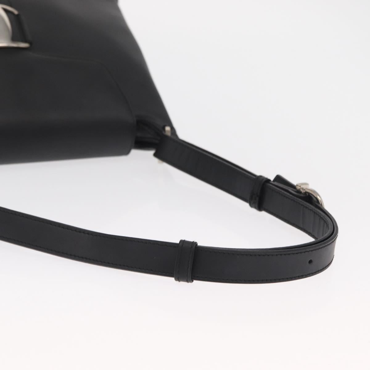 Salvatore Ferragamo Vala Shoulder Bag Leather Black Gold Auth BA9162