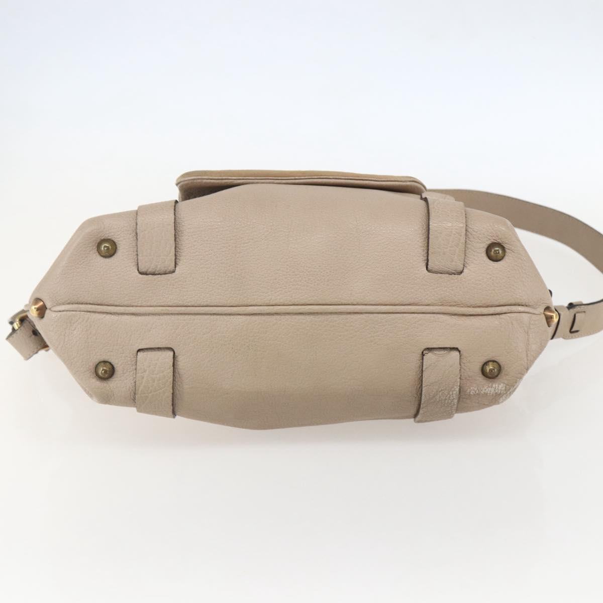 Chloe Elsie Hand Bag Leather 2way Beige Gold Auth BA9166