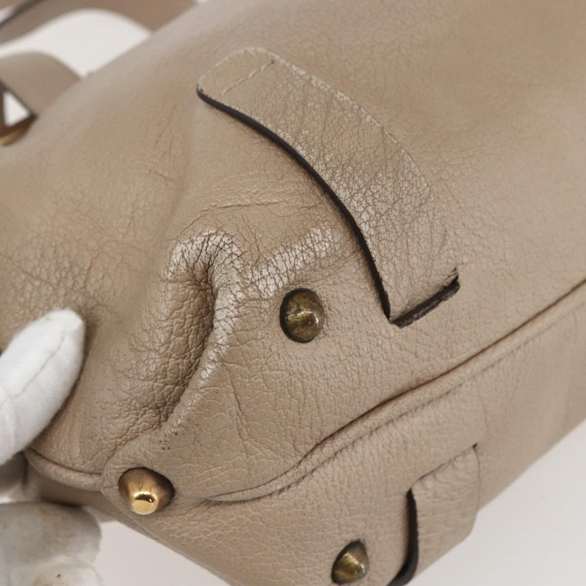 Chloe Elsie Hand Bag Leather 2way Beige Gold Auth BA9166