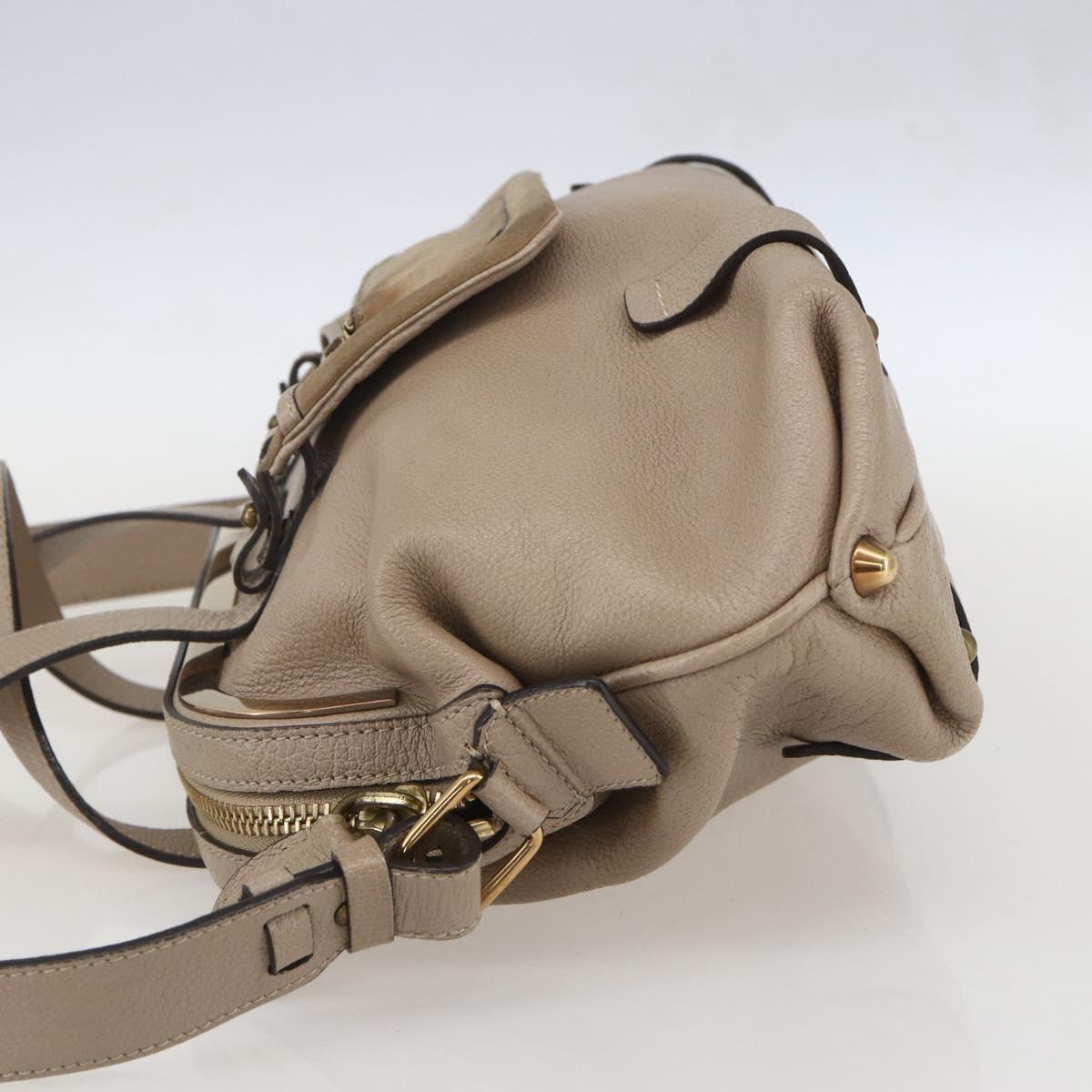 Chloe Elsie Hand Bag Leather 2way Beige Gold Auth BA9166