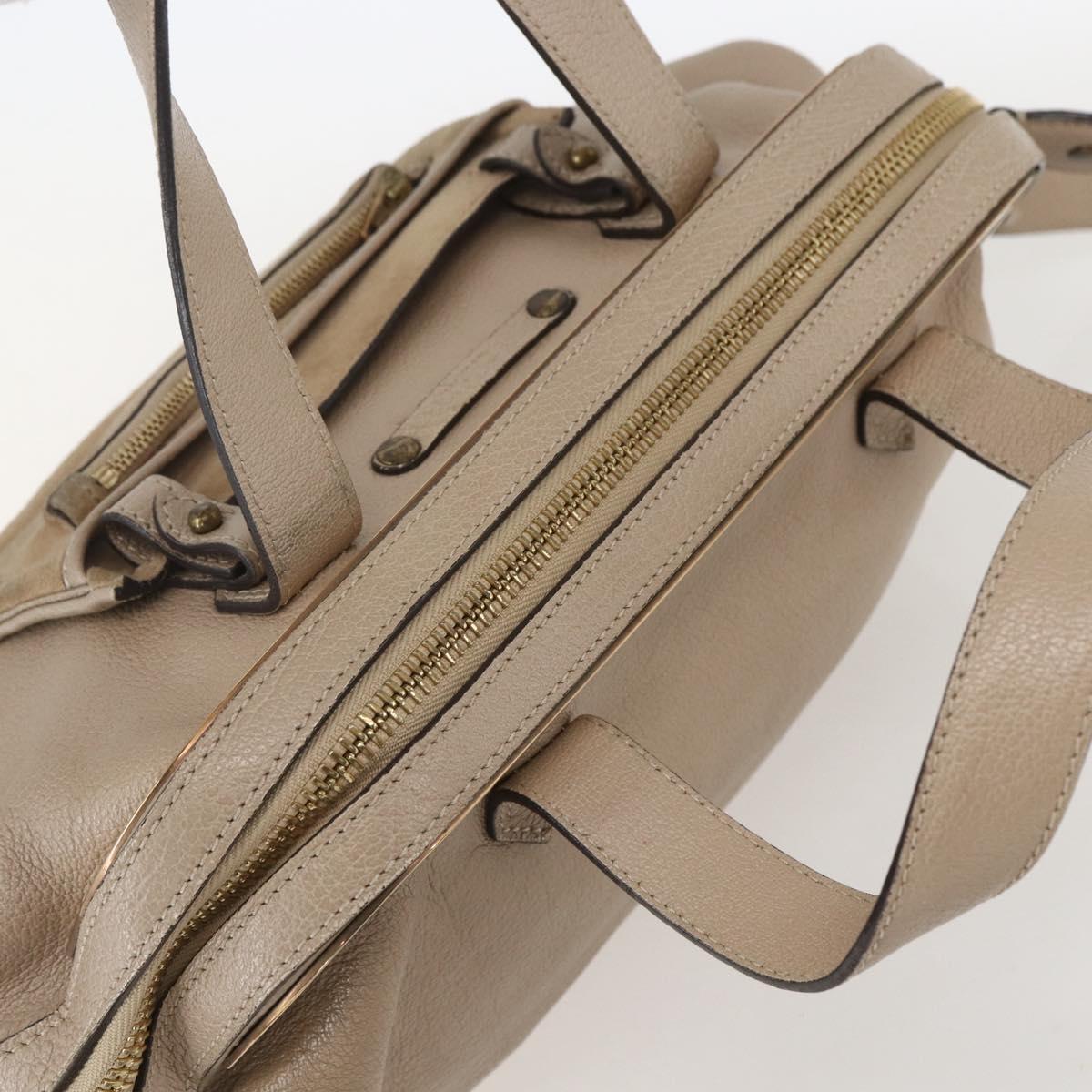 Chloe Elsie Hand Bag Leather 2way Beige Gold Auth BA9166